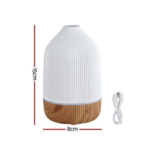 Devanti Ultrasonic Aroma Diffuser Aromatherapy 100ml LED Lights Iron Humidifier Forest - Mekamart Australia