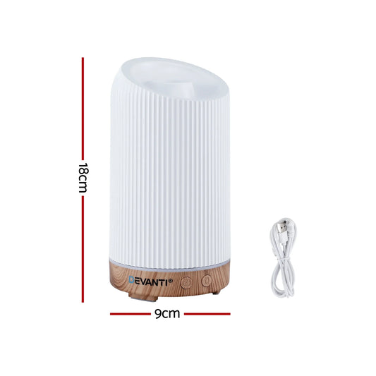 Devanti Ultrasonic Aroma Diffuser Aromatherapy 200ml LED Lights Iron Humidifier Forest - Mekamart Australia
