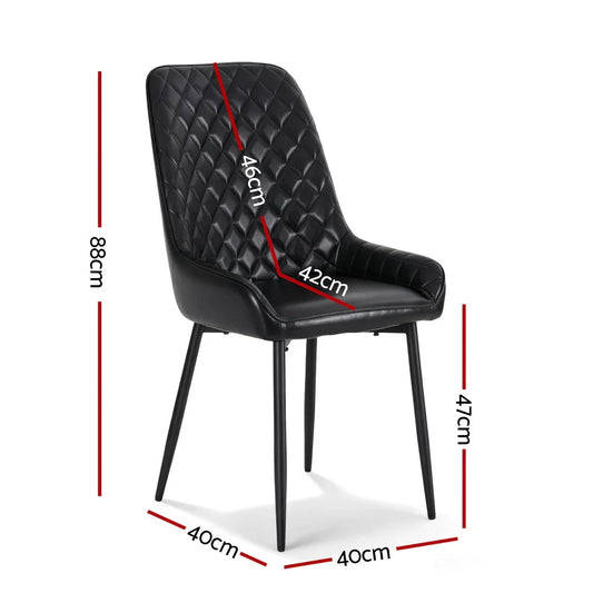 Artiss 4x Dining Chairs Retro PU Leather Kitchen Lounge Cafe Accent Chair Black - Mekamart Australia
