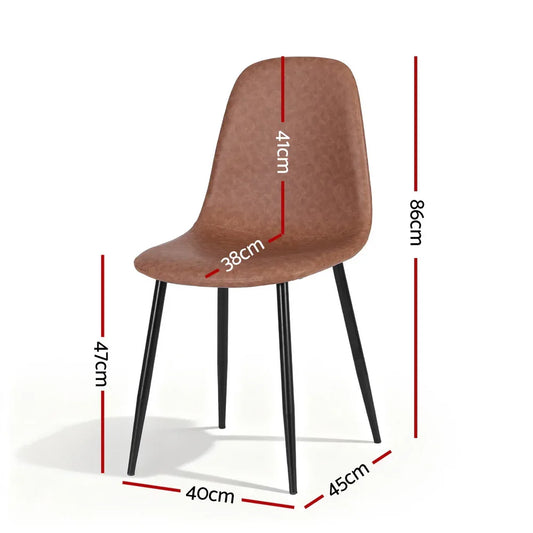 Artiss 4x Dining Chairs Retro PU Leather Kitchen Lounge Cafe Accent Chair Brown - Mekamart Australia