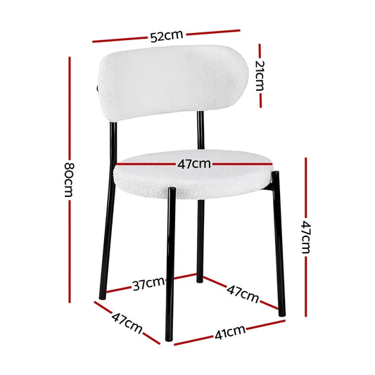 Artiss Dining Chairs Set of 4 Sherpa Boucle White - Mekamart Australia