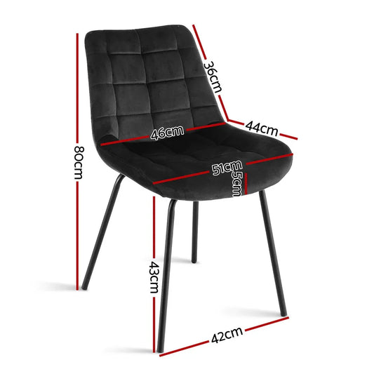 Artiss 2x Dining Chairs Velvet Tufted Kitchen Lounge Cafe Accent Chair Black - Mekamart Australia