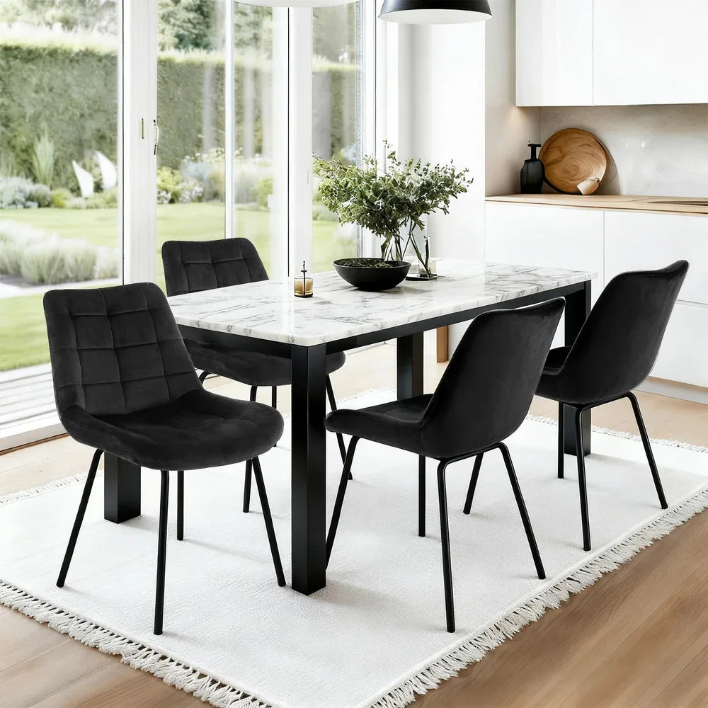 Artiss 4x Dining Chairs Velvet Tufted Kitchen Lounge Cafe Accent Chair Black - Mekamart Australia