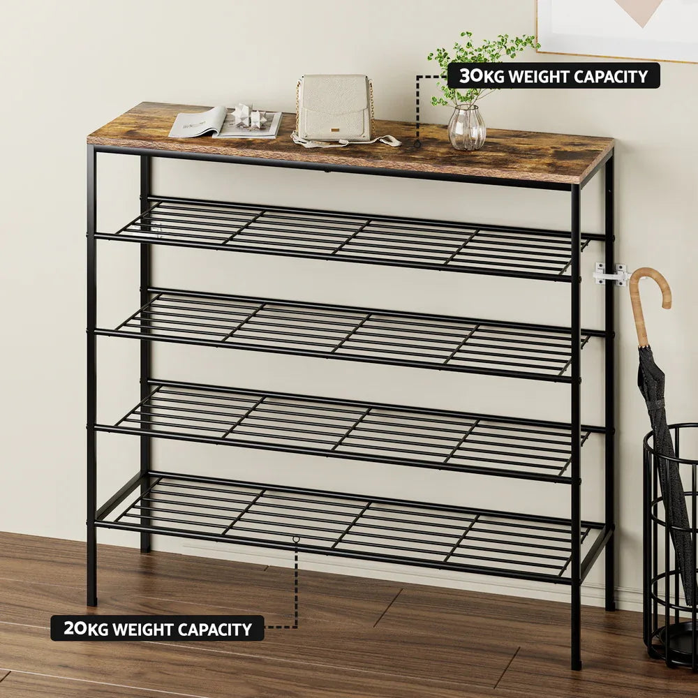 Artiss Shoe Rack 5-tier 25 Pairs Walnut Bob - Mekamart Australia