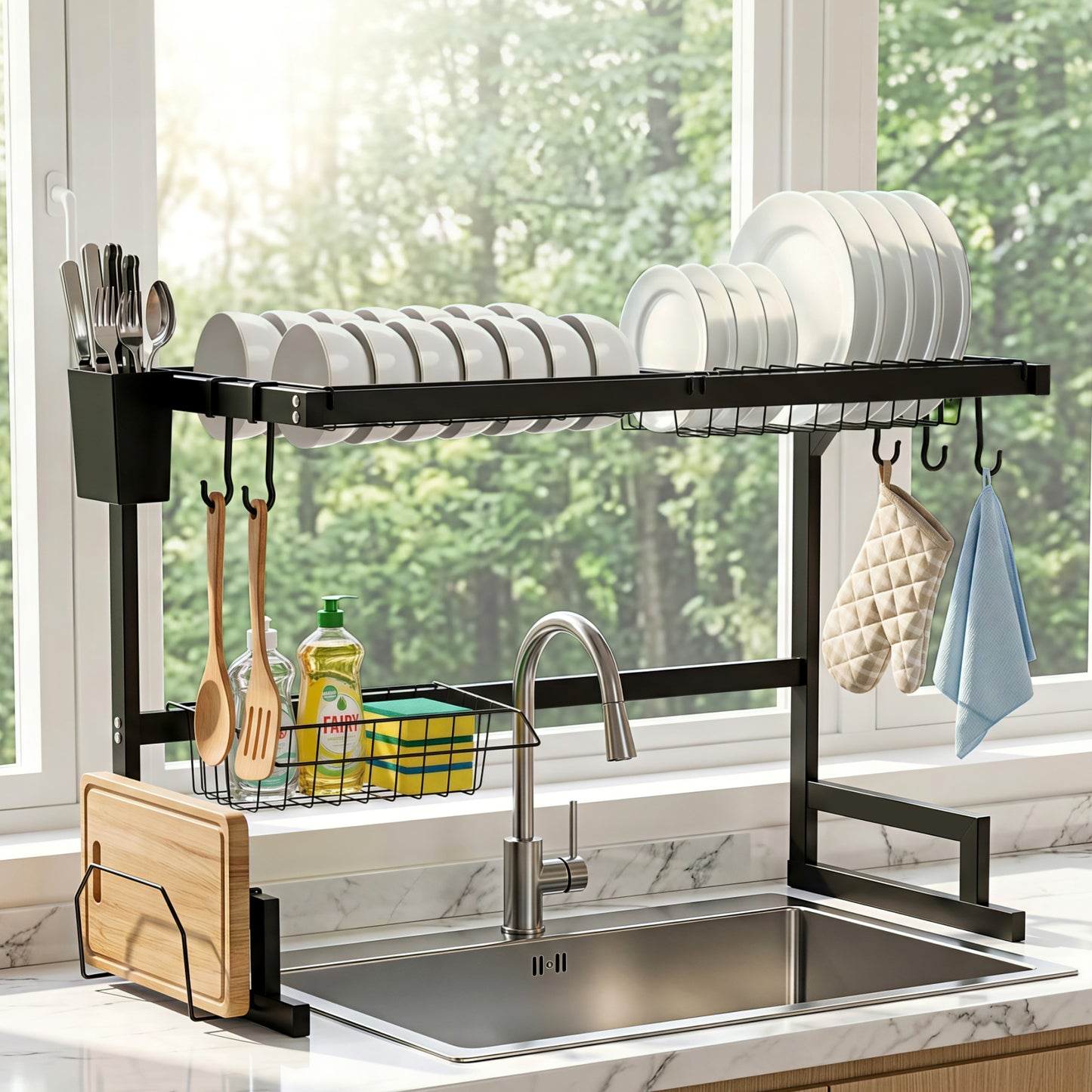 Cefito Dish Drying Rack for Kitchen Storage Organisation Kitchen Sink Organiser Dish Drainer