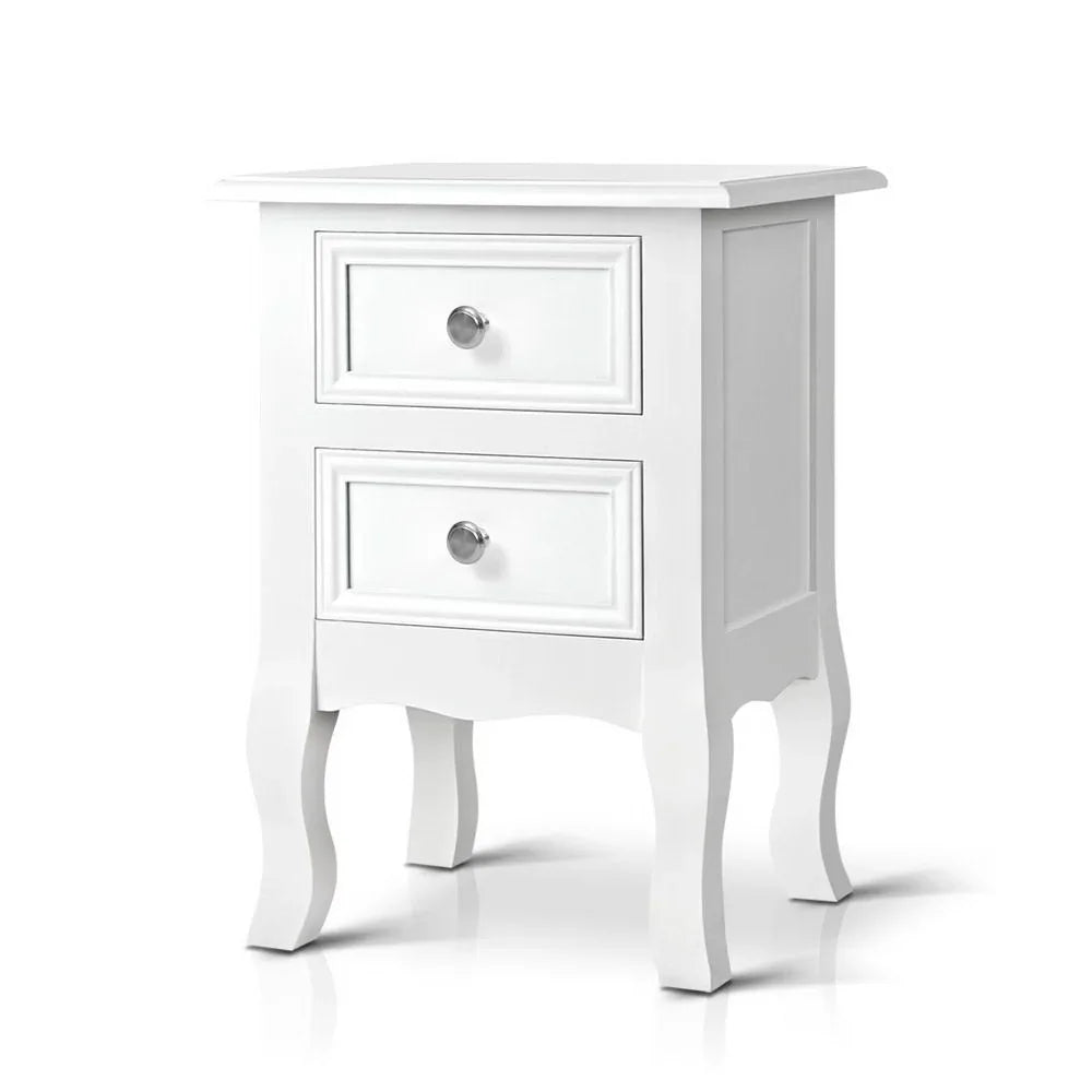 Artiss Bedside Table 2 Drawers - BISSET White - Mekamart Australia