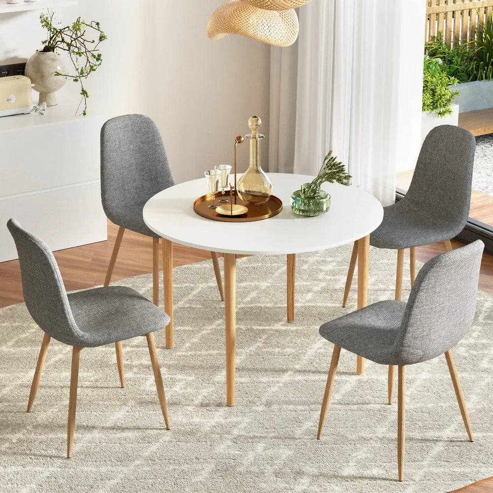 1 Artiss Dining Table and 4 Chairs Set White Grey - Mekamart Australia