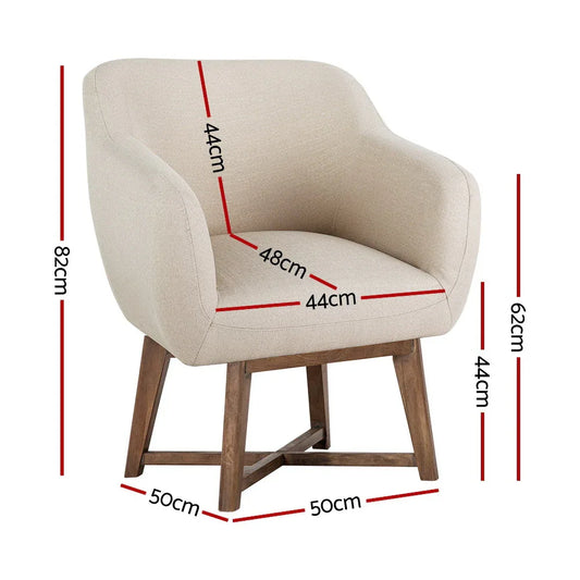 Artiss Armchair Tub Chair Beige Aston - Mekamart Australia