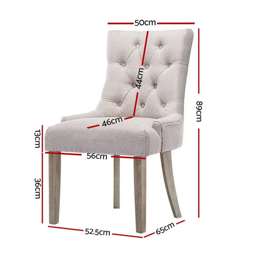 Artiss Dining Chairs Set of 4 Linen French Provincial Beige - Mekamart Australia