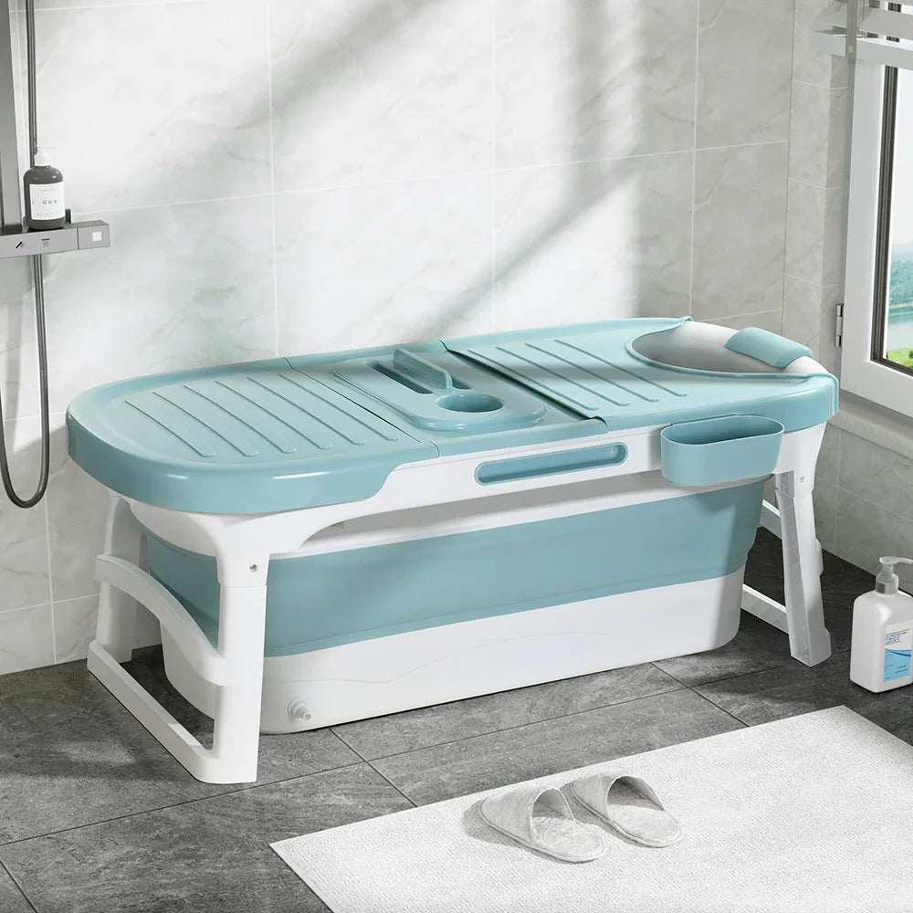 Weisshorn Foldable Bathtub Portable Folding Water Spa with Cover Plate 136x62cm - Mekamart Australia