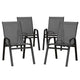 Gardeon 4PC Outdoor Dining Chairs Stackable Lounge Chair Patio Furniture Grey - Mekamart Australia