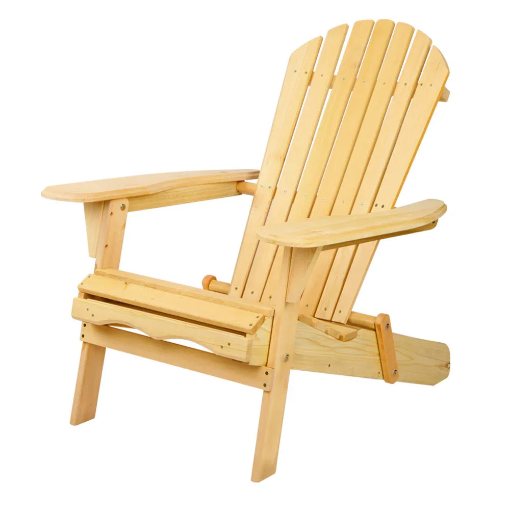 Gardeon Adirondack Outdoor Chairs Wooden Beach Chair Patio Furniture Garden Natural - Mekamart Australia
