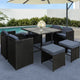 Gardeon Outdoor Dining Set 9 Piece Wicker Table Chairs Setting Black - Mekamart Australia