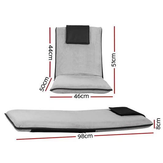 Artiss Floor Lounge Sofa Bed Couch Recliner Chair Folding Chair Cushion Grey - Mekamart Australia