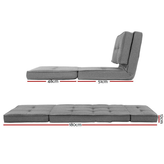 Artiss Floor Lounge Single Sofa Bed Grey Fabric - Mekamart Australia