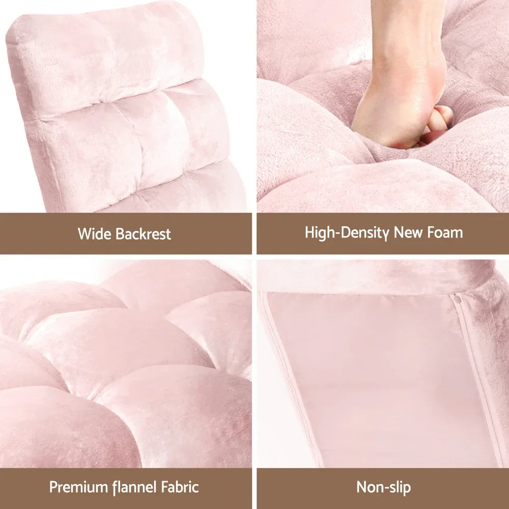 Artiss Floor Lounge Sofa Bed Flannel Fabric Pink - Mekamart Australia