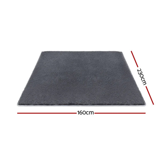 Artiss Floor Rug 160x230cm Plush Area Shaggy Rug Living Room Bedroom Carpet Grey - Mekamart Australia