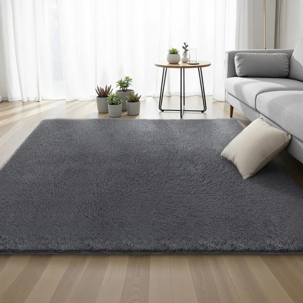 Artiss Floor Rug 200x230cm Plush Area Shaggy Rug Living Room Bedroom Carpet Grey - Mekamart Australia
