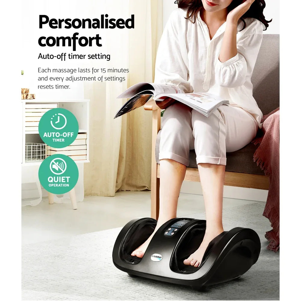 Livemor Foot Massager Shiatsu Massagers Electric Roller Kneading Leg Black - Mekamart Australia