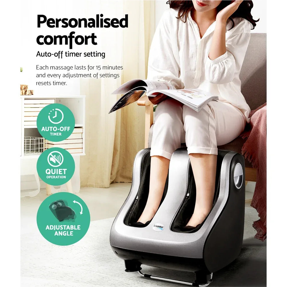 Livemor Foot Massager Shiatsu Massagers Electric Roller Calf Leg Kneading Silver - Mekamart Australia