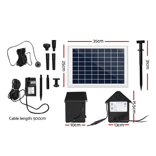 Gardeon Solar Pond Pump Submersible Water Fountain with Battery Kit LED Lights 6.6FT - Mekamart Australia