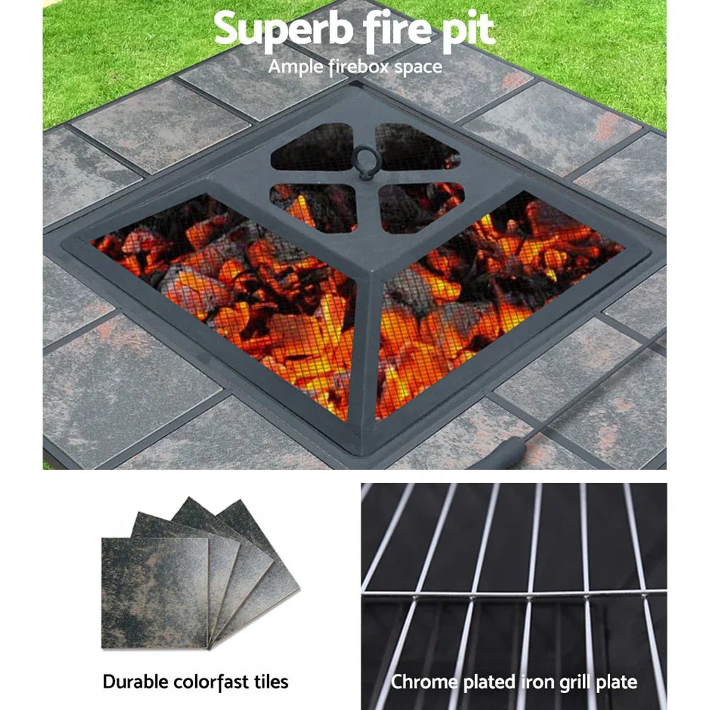 Grillz Fire Pit BBQ Grill Ice Bucket 4-In-1 Table - Mekamart Australia