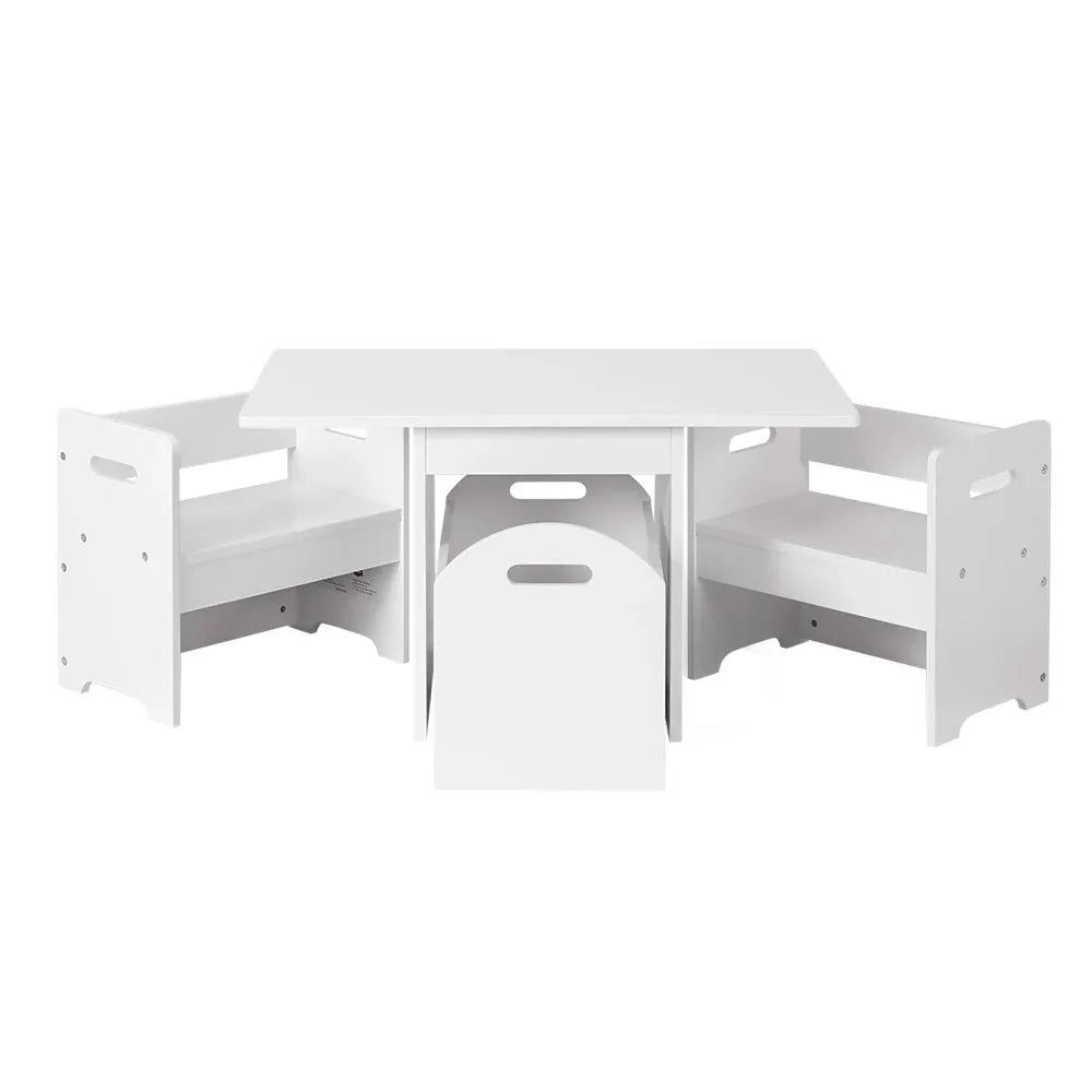 Keezi 3PCS Kids Table and Chairs Set Storage Toys Play Activity Desk - Mekamart Australia