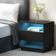 Artiss Bedside Table LED with 2 Shelves - HANA Black - Mekamart Australia