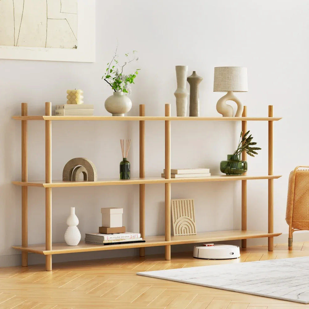 Artiss Bookshelf 3 Tiers Bookcase Display Shelves Wooden Storage Stand Rack Pine - Mekamart Australia