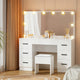 Artiss Dressing Table Set Stool 10 Led Bulbs White Debbie - Mekamart Australia