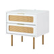 Artiss Rattan Bedside Table 2 Drawers Pine - Mekamart Australia