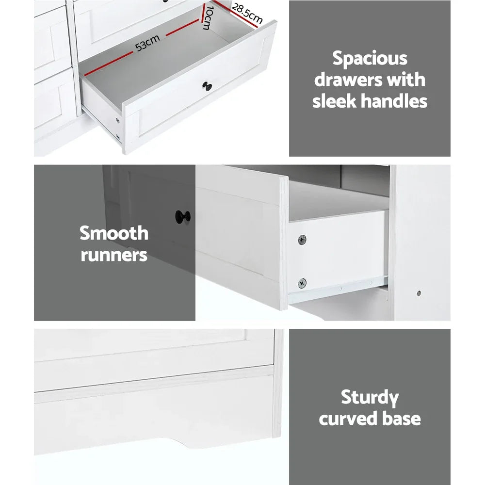 Artiss 6 Chest of Drawers - LEIF White - Mekamart Australia