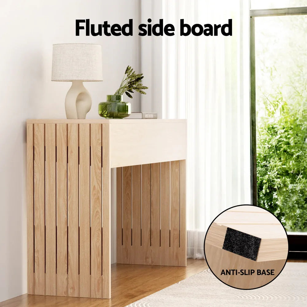Artiss Console Table Hallway Fluted 120CM Pine - Mekamart Australia