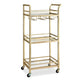 Artiss Kitchen Island Cart Trolley Rolling Serving Storage Wine Glass 43cm Gold - Mekamart Australia