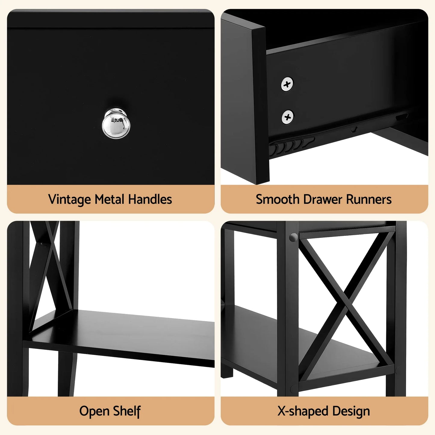 Artiss Console Table 2 Drawers 100CM Black - Mekamart Australia