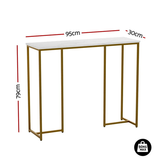 Artiss Console Table Marble Effect White&Gold - Mekamart Australia