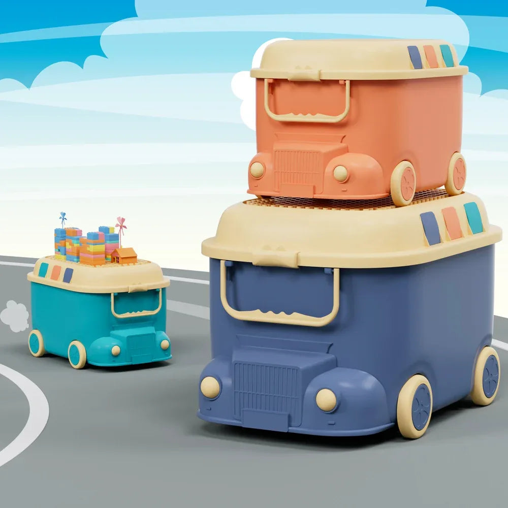Keezi 3PCS Toy Storage Box Cute Car Toy Container Kids Toys Organiser Snack Boxes - Mekamart Australia