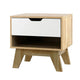 Artiss Bedside Table 1 Drawer with Shelf - IKER White & Oak - Mekamart Australia