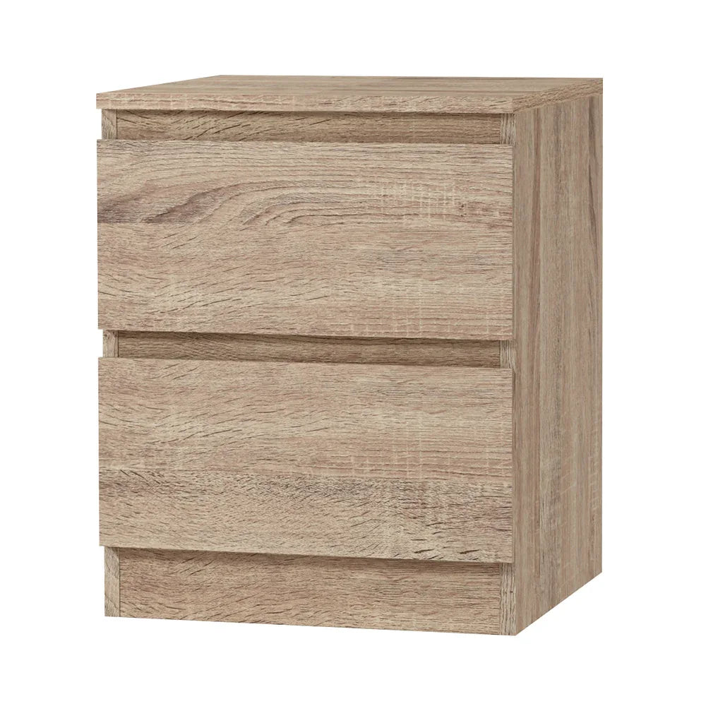 Artiss Bedside Table 2 Drawers - PEPE Oak - Mekamart Australia
