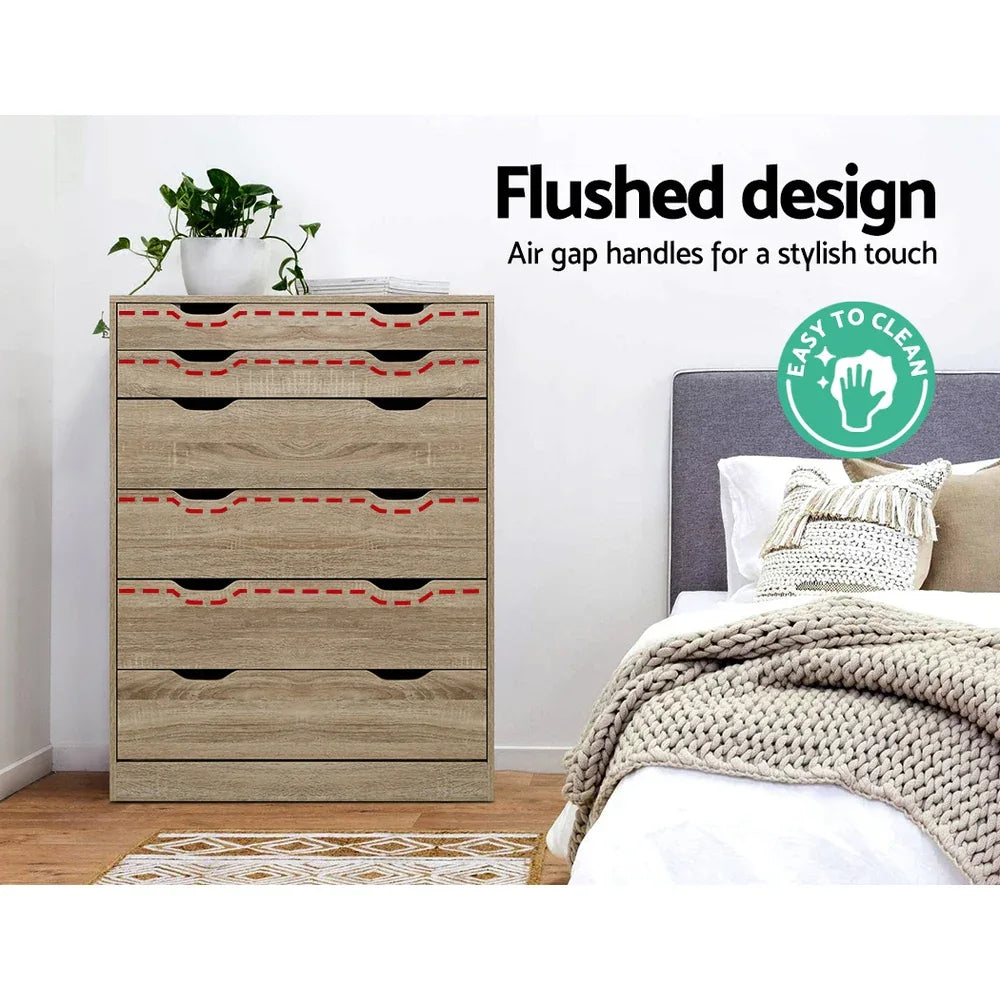 Artiss 6 Chest of Drawers - MYLA Oak - Mekamart Australia