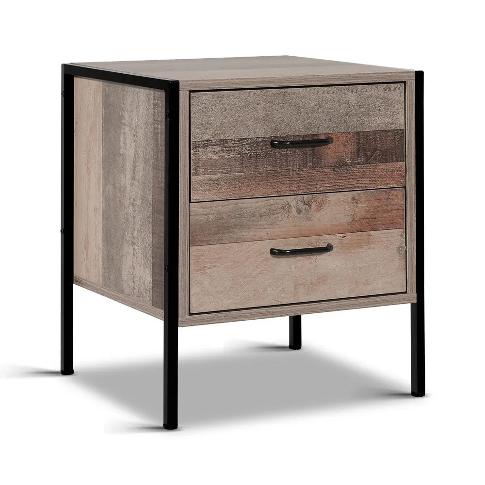 Artiss Bedside Table 2 Drawers - BARNLY - Mekamart Australia