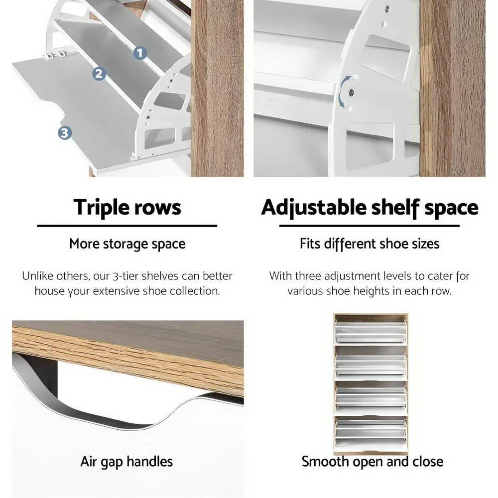 Artiss Shoe Rack Cabinet 60 Pairs 4-tier White Elen - Mekamart Australia