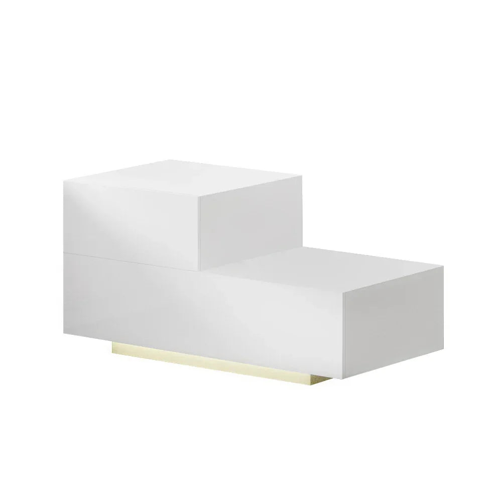 Artiss Bedside Tables LED 2 Drawers - REMI White - Mekamart Australia