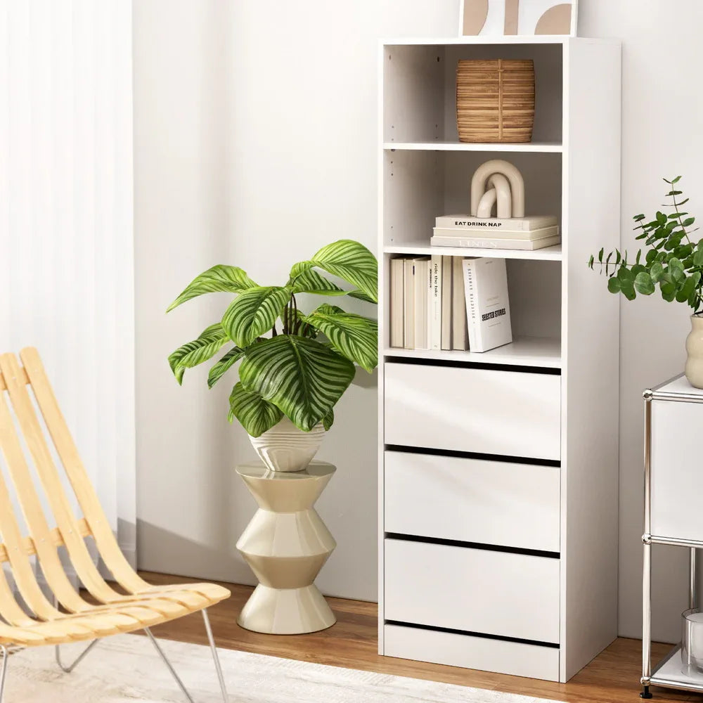 Artiss 3 Chest of Drawers Tallboy Cabinet White - Mekamart Australia