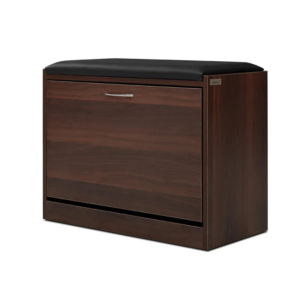 Artiss Shoe Rack Cabinet Bench15 Pairs Walnut Kyla - Mekamart Australia