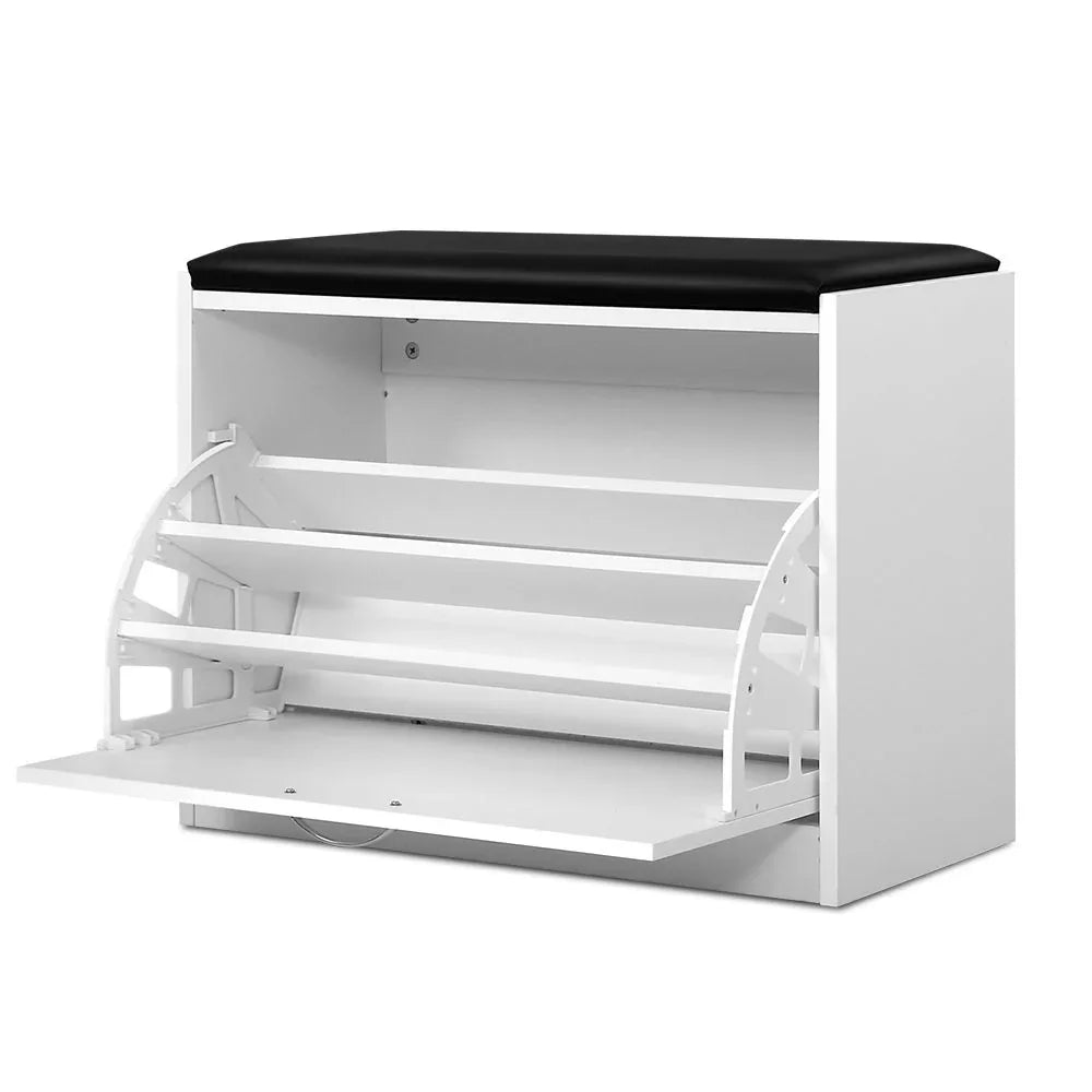 Artiss Shoe Rack Cabinet Bench 15 Pairs White Kyla - Mekamart Australia