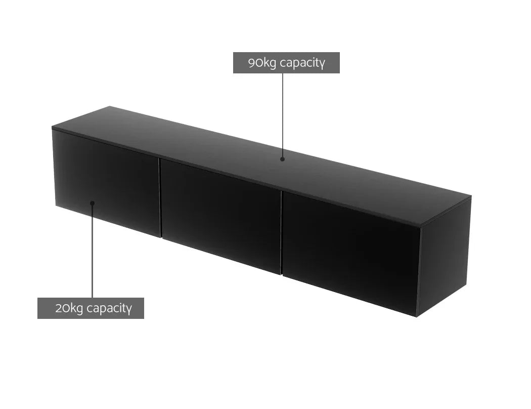 Artiss Floating Entertainment Unit TV Cabinet High Glossy Black 3 Cabinets 200CM - Mekamart Australia
