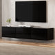 Artiss Floating Entertainment Unit TV Cabinet High Glossy Black 3 Cabinets 200CM - Mekamart Australia