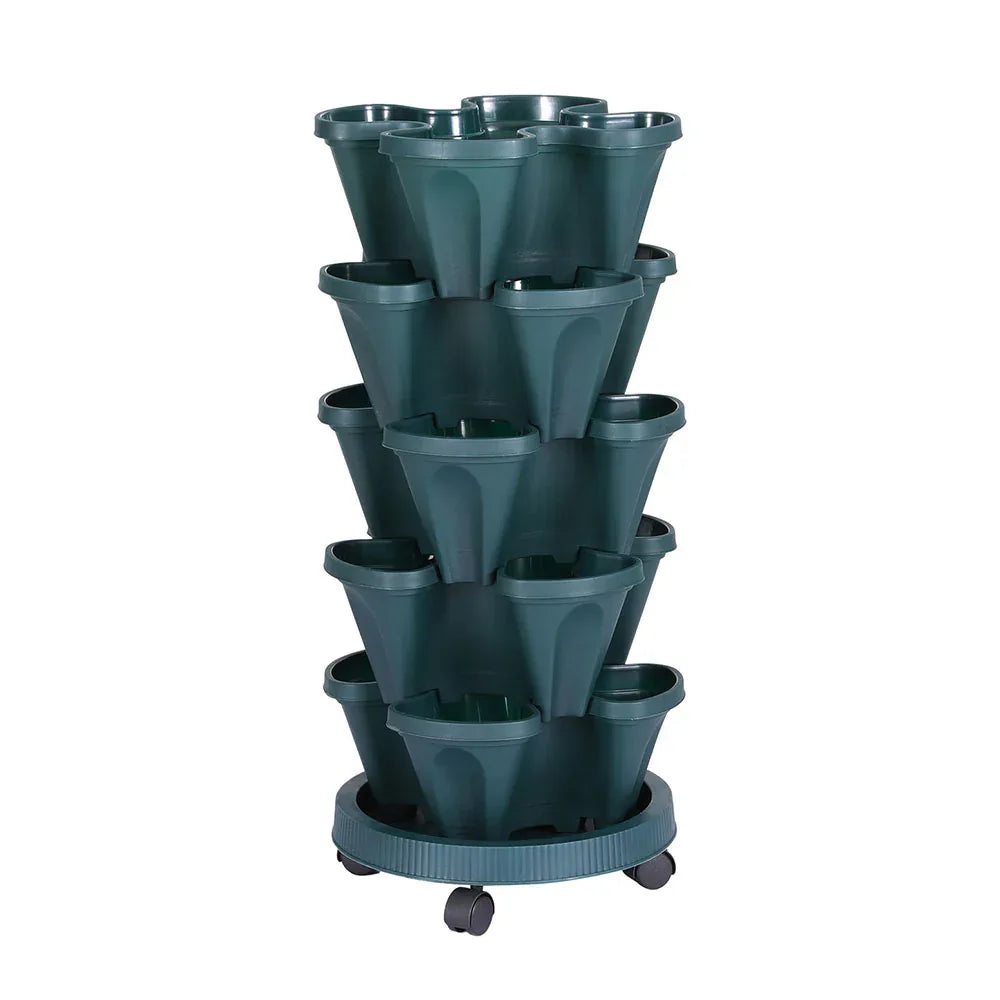Green Fingers Garden Bed 5 Tier Vertical Garden Strawberry Stackable Planters Herbs Petunias - Mekamart Australia