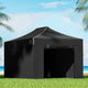Instahut Gazebo Pop Up Marquee 3x4.5 Folding Tent Wedding Gazebos 500D Black - Mekamart Australia